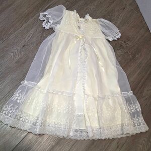 Vintage Christening Gown Baby One Size ReBorn Doll Dress Lace